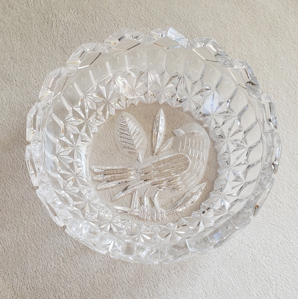 Vintage Hofbauer German Crystal "The Byrdes" Trinket Dish